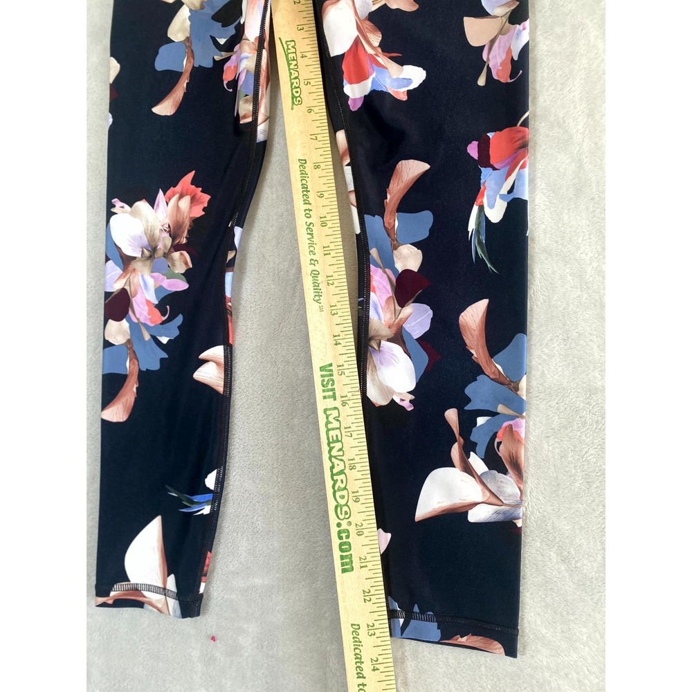 Athleta Leggings Womens Medium Black Floral High Waisted Pull On Athleisure Yoga - Picture 5 of 7